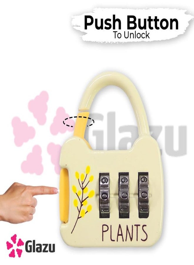 GLAZU قفل GLAZU ذو 3 أرقام، قفل صغير لطيف للأمتعة/الحقائب، قفل معدني بزر ضغط - صغير، متين، وموثوق (عبوة من 4 قطع، مربع متعدد الألوان) - Image 5